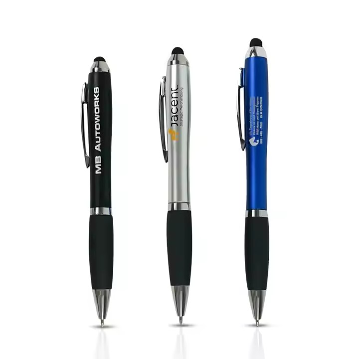 Wholesale Newest Cheap 2 in 1 Custom Logo Promotional Pen Smooth writing Plastic Stylus Ballpoint Pen for Gifts