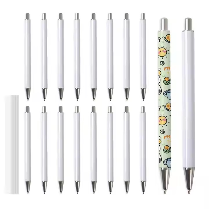 Wholesale Custom Logo DIY Aluminum Sublimation Blank Ballpoint Pen Heat Press Pens for Sublimation with Shrink Wrap