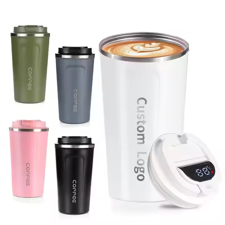 17oz Stainless Steel Temperature Display Non-spill Insulated Thermal Taza de cafe Smart Coffee Mug with Leak-proof Lids