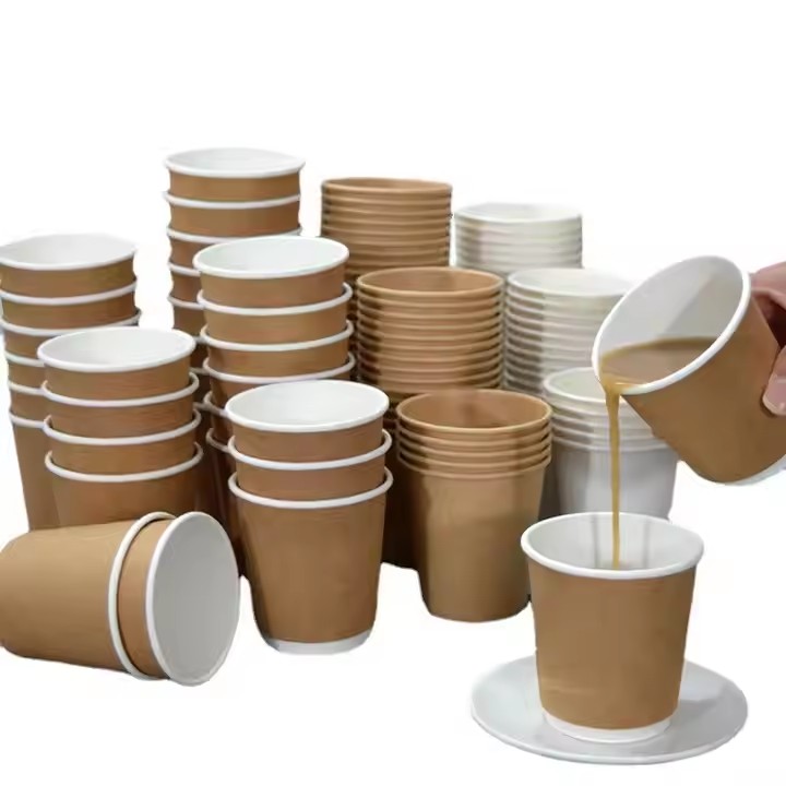 Hot Selling Bio-degradable Custom Logo 8oz 12oz 16oz Food Grade Recyclable Disposable Kraft Cups