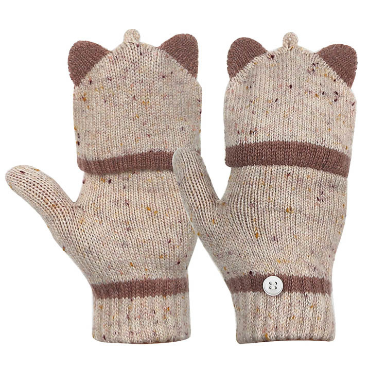 Customized acrylic knitted winter cold proof and warm children's half finger bag gloves