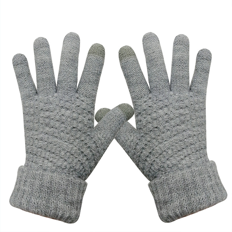 Customized acrylic knitted winter anti cold and warm touch screen jacquard magic gloves