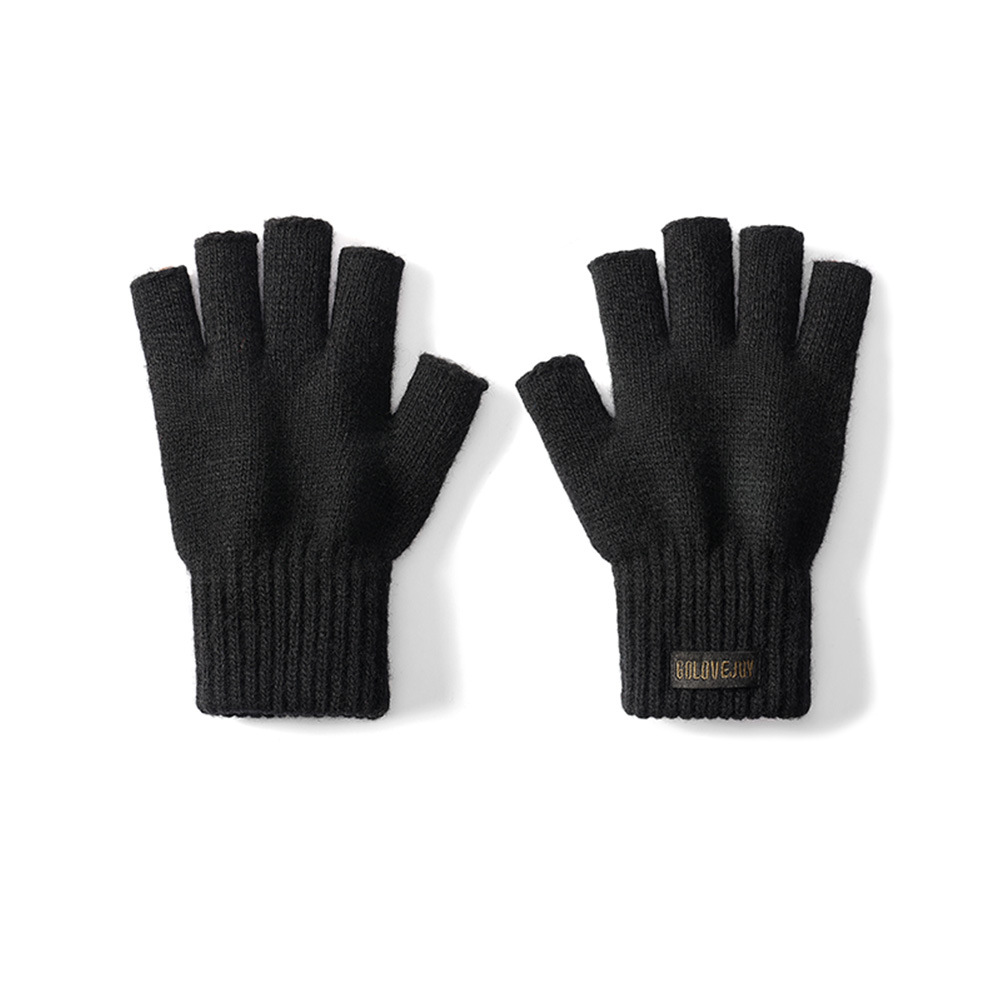 Winter Knitted Half&Full Finger Woolen Gloves for Men Outdoor with Thickened Windproof and Cold resistant Wool Gloves