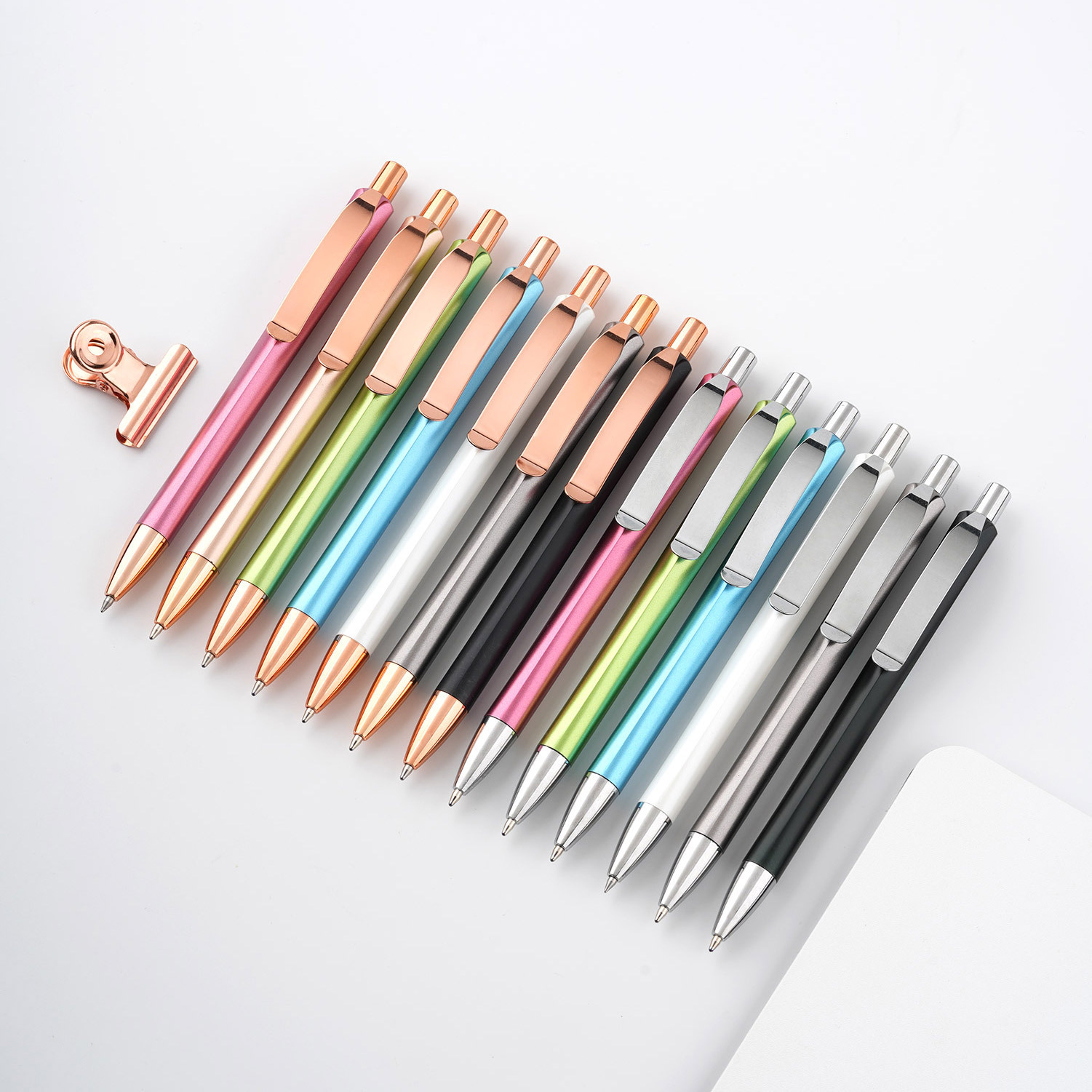 Customized plastic advertising macaron color business signature press ballpoint pen