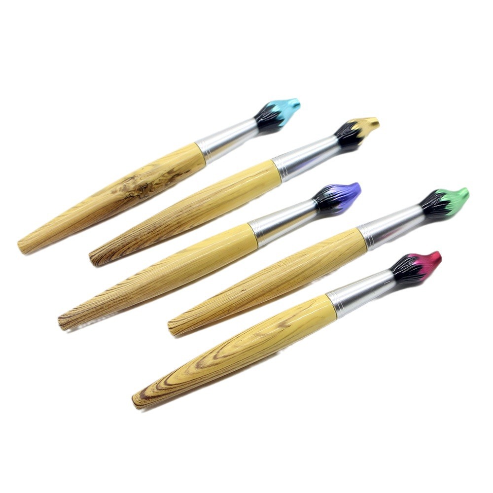 Customized brush styling creative wooden brush oil painting water transfer printing ballpoint pen