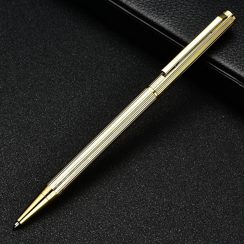 Customized matte metal brushed ballpoint smooth personalized business signature gold gift promotion black oil-based pen